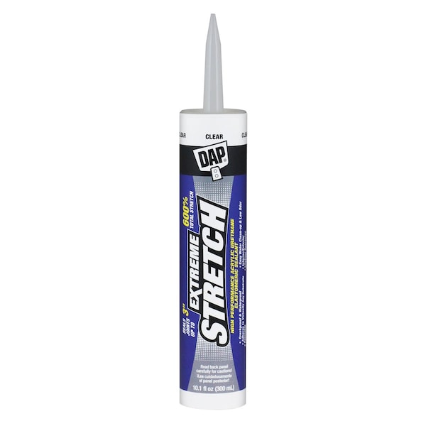 Dap Extreme Stretch Acrylic Sealant, Clear, 10 oz, Cylinder, Acrylic Urethane Base, Clear - 7079818716