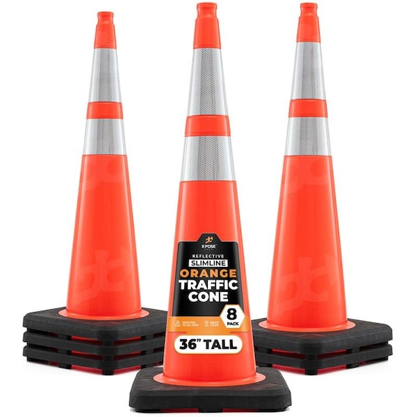Xpose Safety Traffic Safety Cone, PVC, 36 in Height, 15 in Length, Orange - OTC36SL-64-8-X