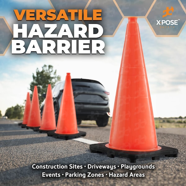 Xpose Safety Traffic Safety Cone, PVC, 28 in Height, 14 in Length, Orange - OTC28-48-X