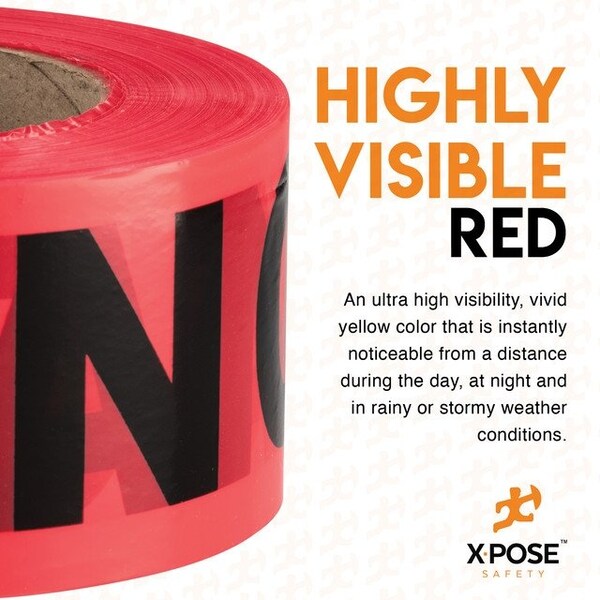 Xpose Safety 2pk Danger/Peligro Do Not Enter Tape Roll, 2 Rolls, 1000 Ft x 3 In Wide Each, Red Safety Tape, 2PK - PDPT-2-X-S