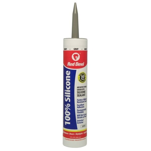 Red Devil 081650 Silicone Sealant, Gray, -60 to 400 deg F, 9 fl-oz Cartridge - 0816/50