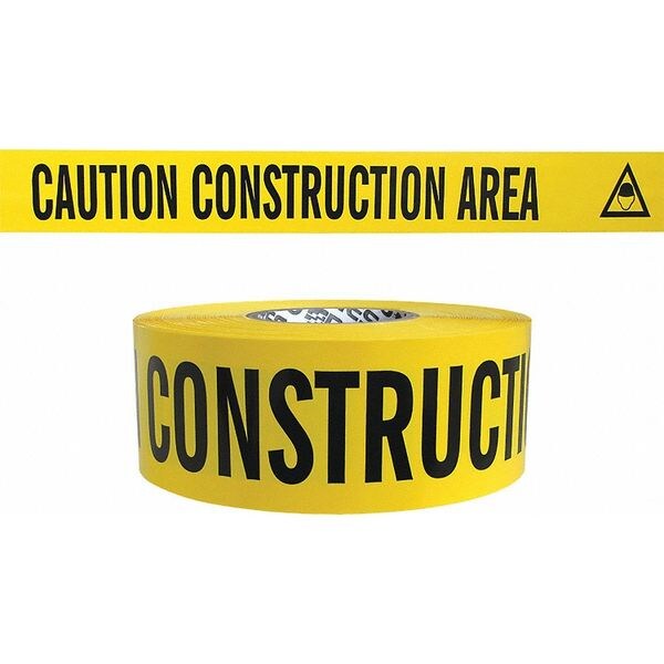 Zoro Select Barricade Tape, Construction Site, Yellow, 3 in Wide x 500 ft Length, Polypropylene, 4 mil - B354Y2-200