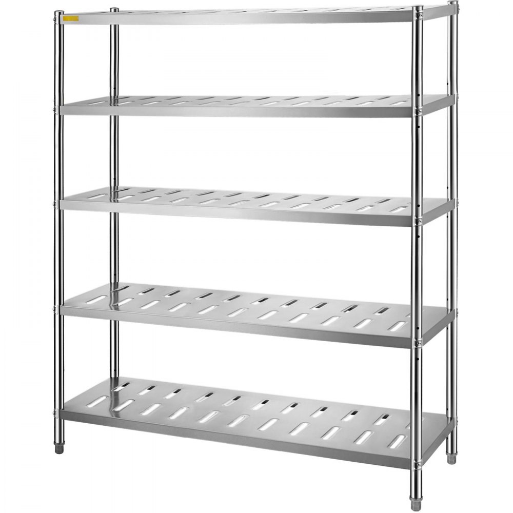 VEVOR Storage Shelf, 5-Tier Storage Shelving Unit, Stainless Steel Garage Shelf, 59.1 x 17.7 x 70.9 inch Heavy Duty Storage Shelving, 661 Lbs Total Capacity with Adjustable Height and Vent Holes - BXGCKHJYCC605MVZVV0