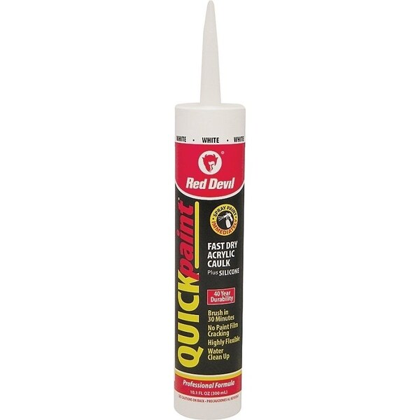Red Devil Quick Point 0 Fast Dry Acrylic Caulk, White, 40 to 90 deg F, 101 floz Cartridge - 946