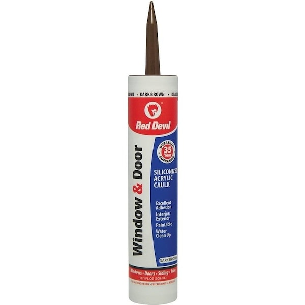 Red Devil 0 Siliconized Acrylic Caulk, Dark Brown, 20 to 180 deg F, 101 floz Cartridge - 84640