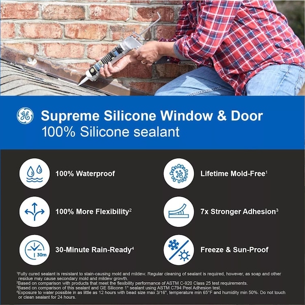 Ge GE Supreme White Silicone Window and Door Sealant 10.1 oz - 2709107