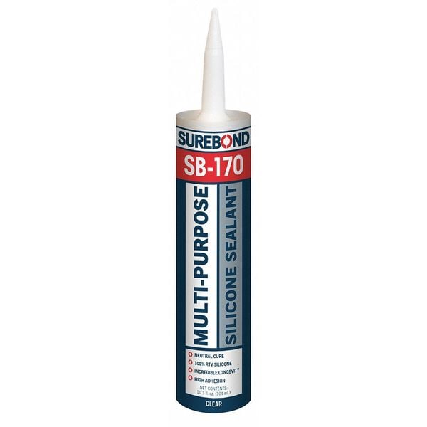 Surebond Neutral/Oxime Cure Silicone Sealant, 10.3 oz, Clear, Temp Range -60 to 300 Degrees F - SB-170 T CL