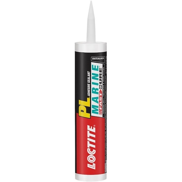 Loctite PL Marine Adhesive Sealant, White, 24 hr Curing, 32 to 100 deg F, 10.1 fl-oz Cartridge - 2016891