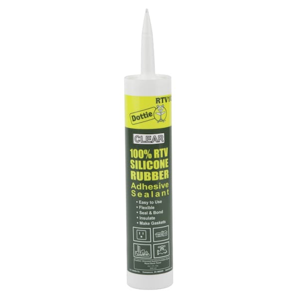 Dottie Silicone Sealant, 10.3 oz, Cartridge, Clear, Silicone Base - RTV10