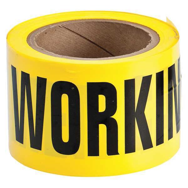 Zoro Select Barricade Tape, Caution Men Working, Yellow, 3 in Wide x 200 ft Length, Polyethylene, 3 mil - 91215