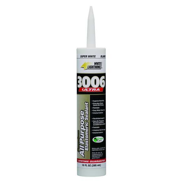 White Lightning Hybrid Sealant, 10 oz, Cartridge, Super White, Hybrid Base, 3006 Ultra - W11000010