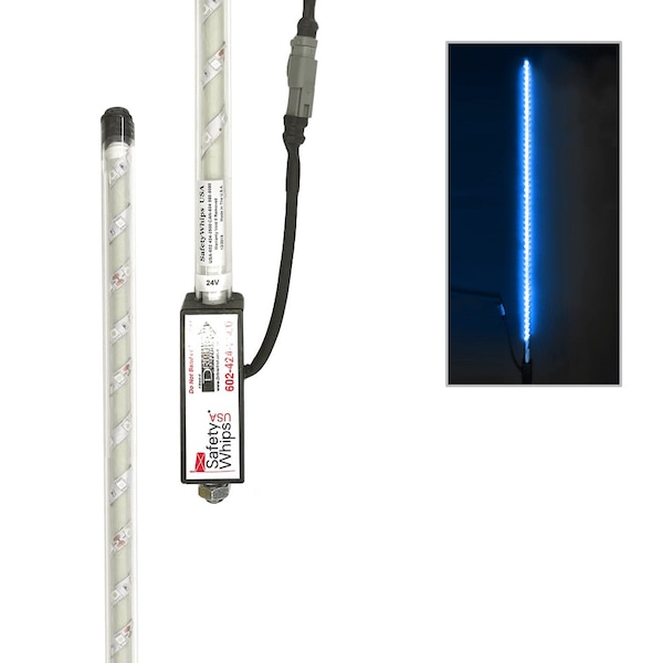 Safetywhips Warning Whip Super Duty LED Whip, Blue, Fiberglass Whip, Polycarbonate Protective Tubing, 60 Length - SDL05B