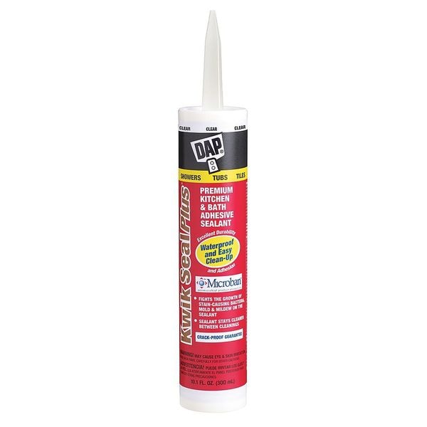 Dap Acrylic Latex Sealant, 10 oz, Cartridge, Clear, Acrylic Latex Base, Kwik Seal Plus - 18516