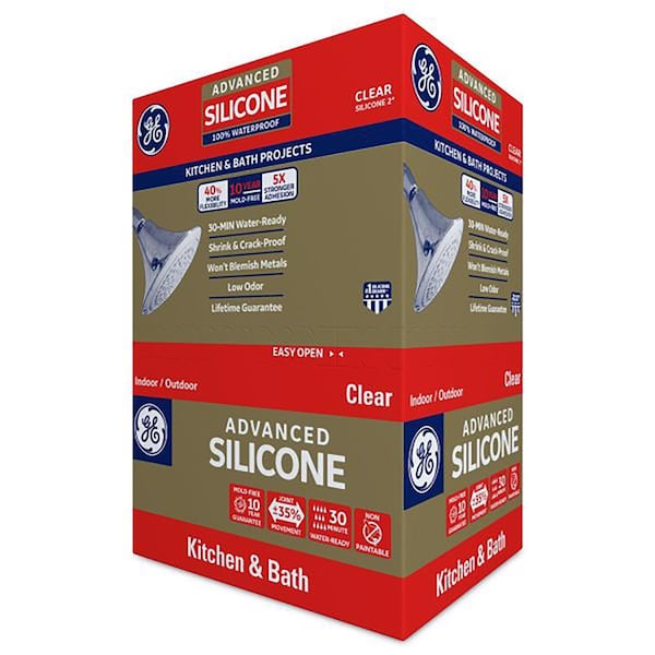 Silicone Ii GE Advanced Clear Silicone 2 Kitchen and Bath Caulk Sealant 10.1 oz - GE5040