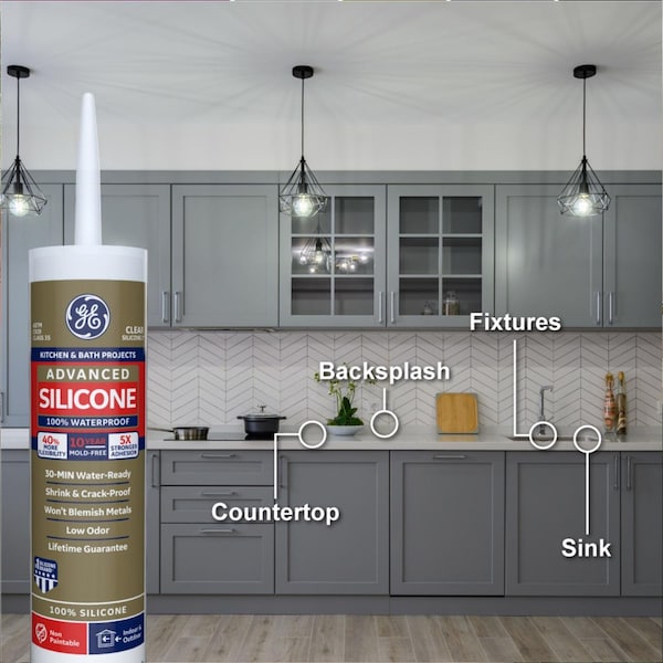 Silicone Ii GE Advanced Clear Silicone 2 Kitchen and Bath Caulk Sealant 10.1 oz - GE5040