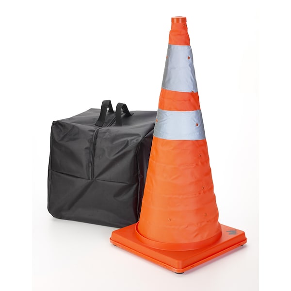 Mutual Industries Collapsible Traffic Cone, Nylon, Engineer, 11 inch Height, 10 inch Length, 23 pounds, Orange - 17714-5-28