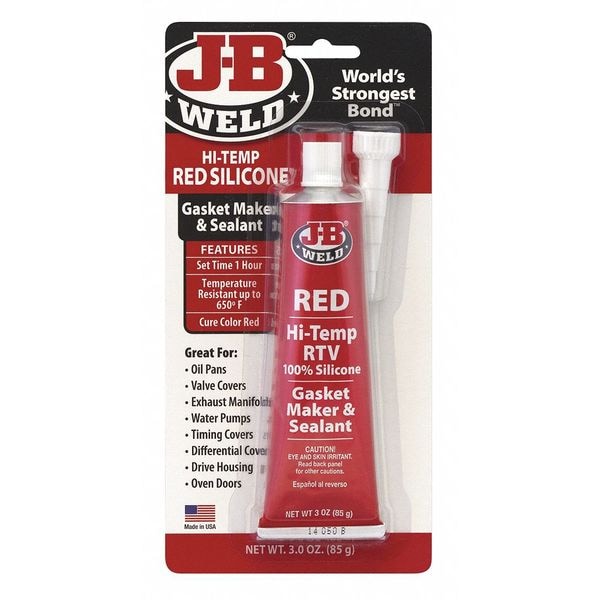 J-B Weld Gasket Sealant, 3 oz, Tube, Red, Silicone Base, HighHeat(TM) - 31314
