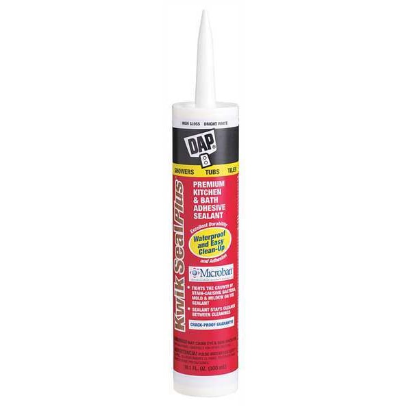 Dap Acrylic Latex Sealant, 10 oz, Cartridge, White, Acrylic Latex Base, Kwik Seal Plus - 18510