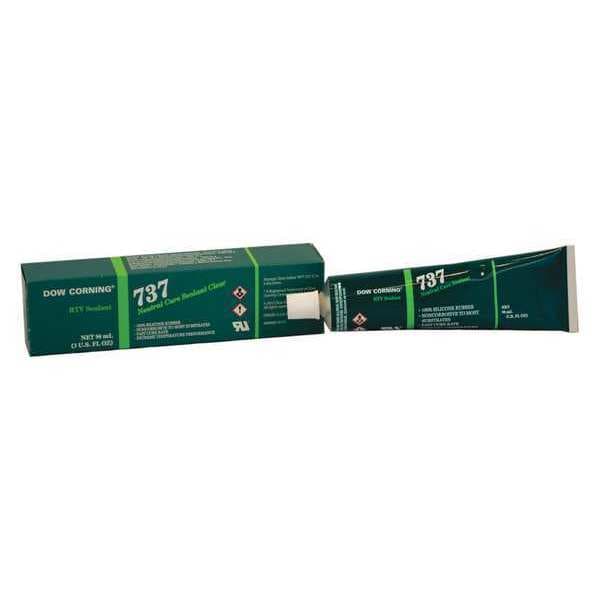 Dowsil Silicone Sealant, 3 oz, Tube, Clear, Silicone Base, 737 - 4098499