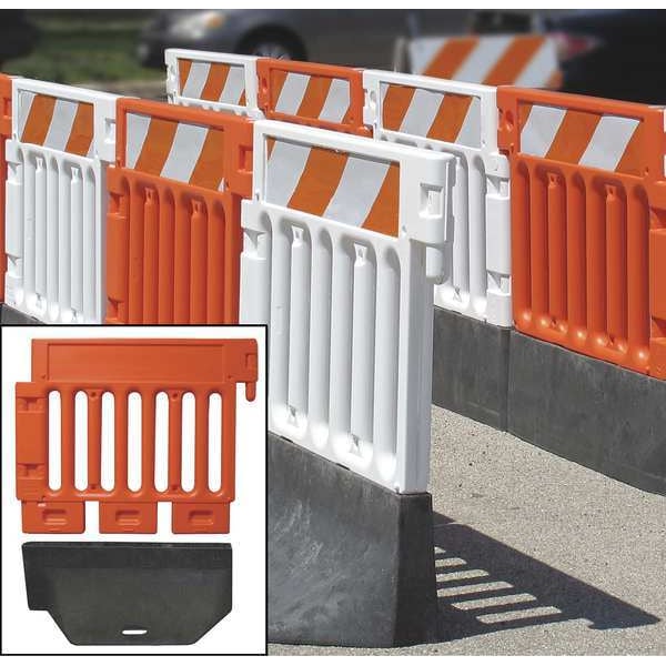 Zoro Select Crowd/Traffic Control Barricade, Polyethylene, 9 lb, Orange - CSP-SW38-O-HIPFRHL