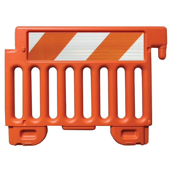Zoro Select Crowd/Traffic Control Barricade, Polyethylene, 9 lb, Orange - CSP-SW38-O-HIPFRHL