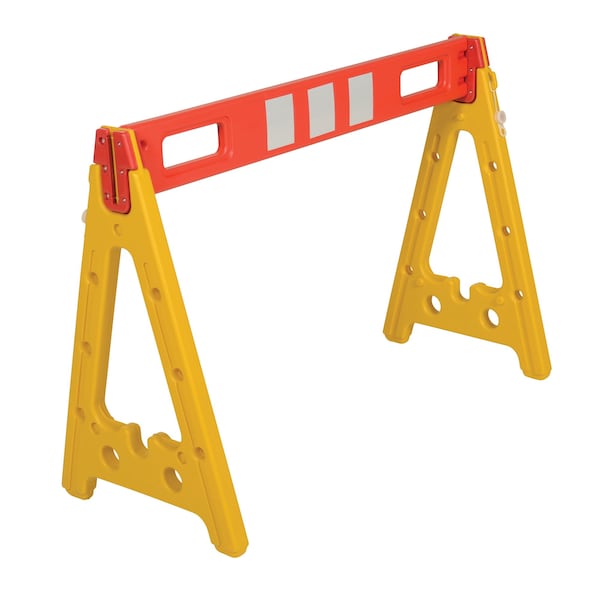 Vestil A-Frame Barricade, 44.5W x 19.5L x 31.75H, Plastic, 31.75 Height, 19.5 Length, 9, Yellow/Orange - AFB-44