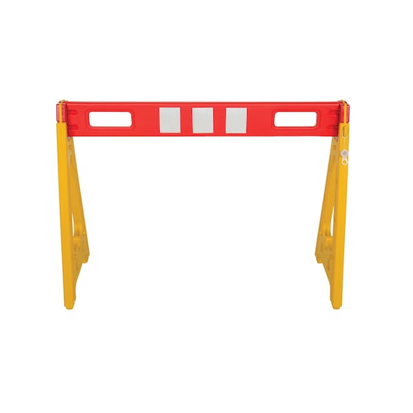 Vestil A-Frame Barricade, 44.5W x 19.5L x 31.75H, Plastic, 31.75 Height, 19.5 Length, 9, Yellow/Orange - AFB-44