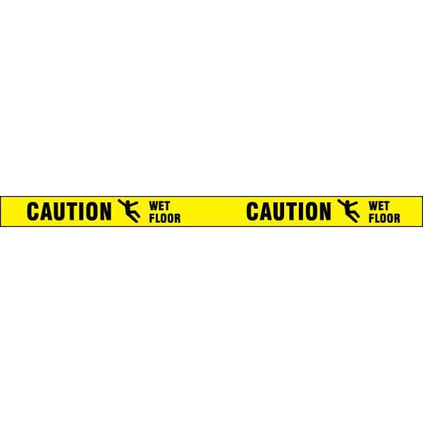 Zoro Select Barricade Tape, Caution Wet Floor, Yellow, 3 in Wide x 1,000 ft Length, LDPE, 4 mil - 3  X 1000 L  4-MIL