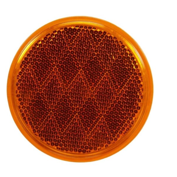 Truck-Lite Signal-Stat, 3-1/8in. Round, Yellow, Reflector, Adhesive Mount,  - 47A-3