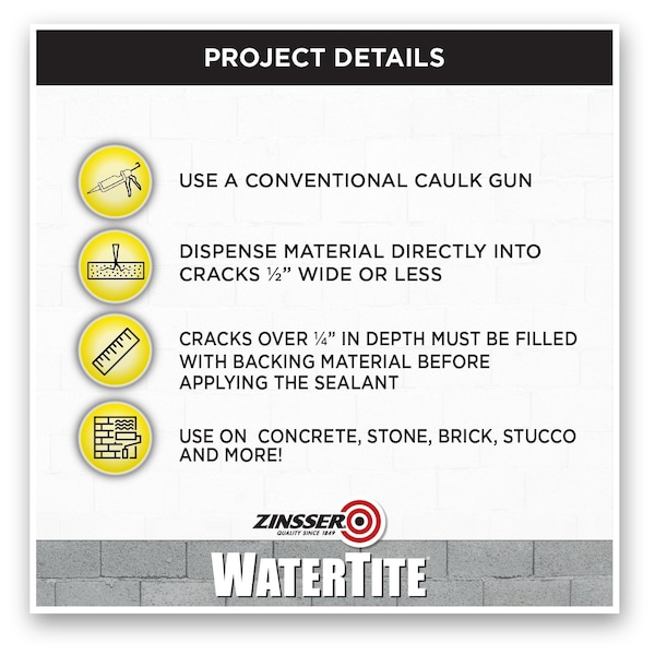 Zinsser Joint Sealant, 10 oz, Cartridge, Gray, Polyurethane Base, Watertite - 05091