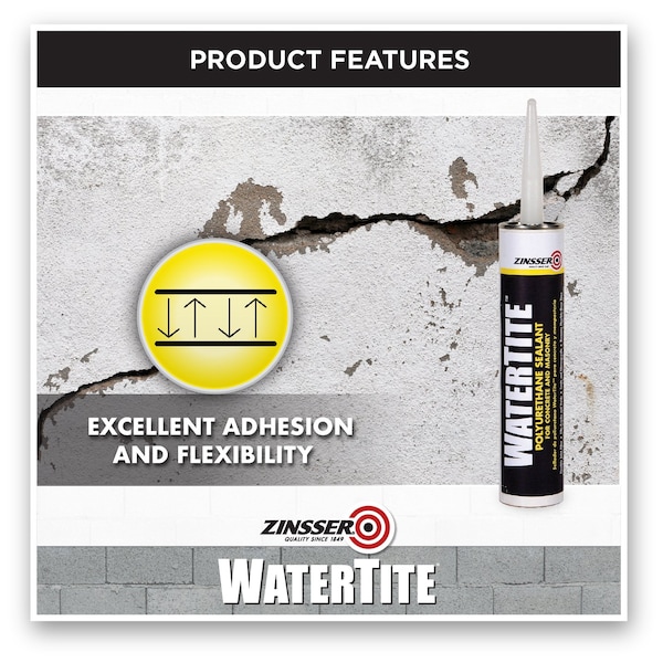 Zinsser Joint Sealant, 10 oz, Cartridge, Gray, Polyurethane Base, Watertite - 05091