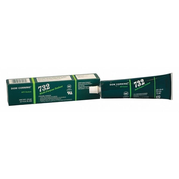 Dowsil Silicone Sealant, 3 oz, Tube, White, Silicone Base, 732 - 3140717