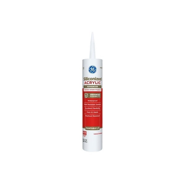 Ge Max Flex 5000 GE23895 Acrylic Urethane Caulk, White, 48 hr Curing, 15 to 158 deg F, 101 oz Tube - 2737292