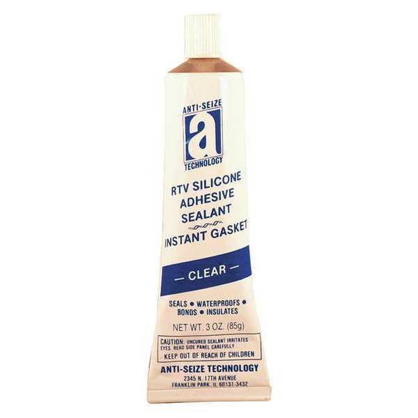 Anti-Seize Technology Waterproof RTV Silicone Sealant, 3 oz, Clear, Temp Range -75 to 450 Degrees F - 27036