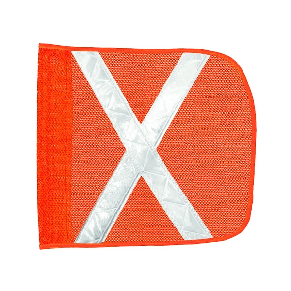 Safetywhips Warning Whip Flag, Orange Mesh, White Reflective X, 11.5 Length - FLAG11-O-XW