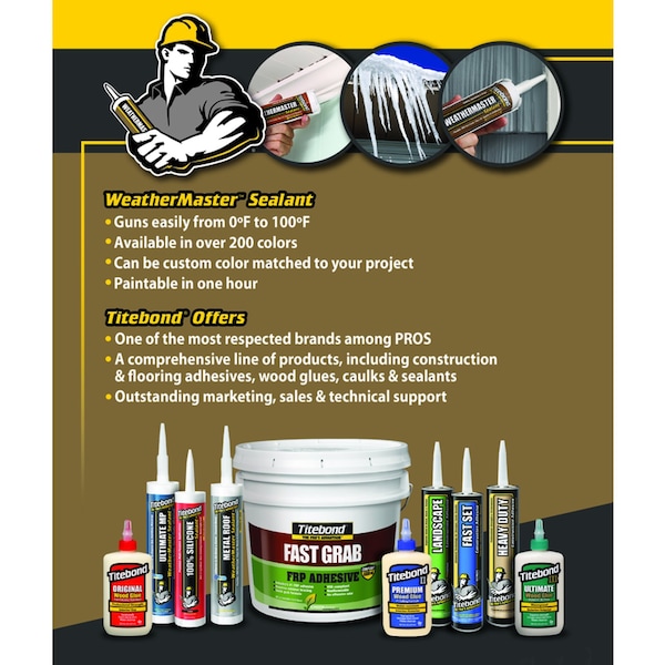 Weathermaster Titebond WeatherMaster White Elastomeric Polymers Door/Siding/ Window Sealant 9.5 oz - 44001A