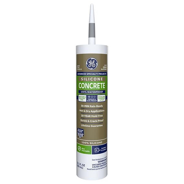 Silicone Ii GE Advanced Light Gray Silicone 2 Concrete and Masonry Caulk Sealant 10.1 oz - 2816709
