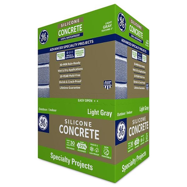 Silicone Ii GE Advanced Light Gray Silicone 2 Concrete and Masonry Caulk Sealant 10.1 oz - 2816709