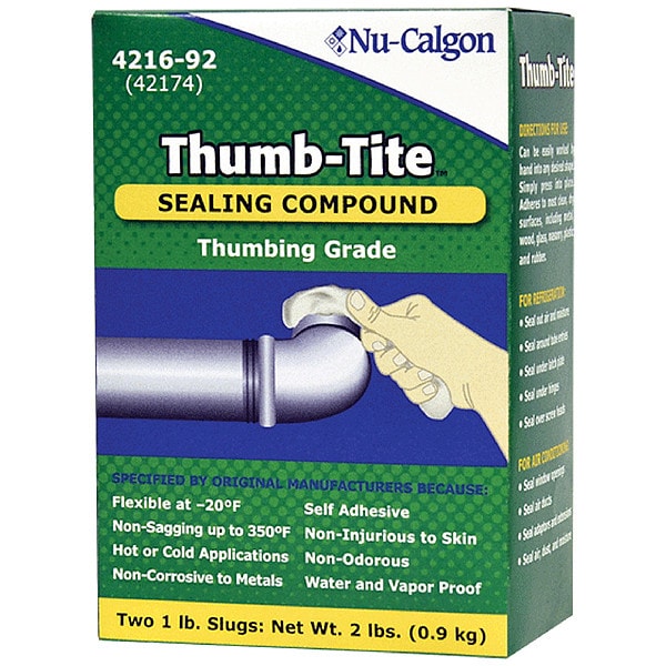 Nu-Calgon Caulking Compound, 2 lb, Slug, Whites, Thumb-Tite - 4216-92