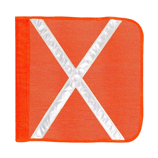 Safetywhips Warning Whip Flag, Orange Mesh, White Reflective X, 16 Length - FLAG16-O-XW