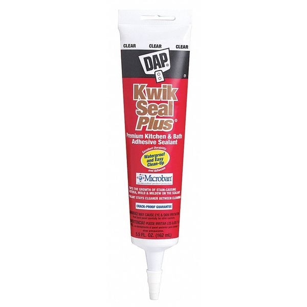Dap Acrylic Latex Sealant, 6 oz, Tube, Clear, Acrylic Latex Base, Kwik Seal Plus - 18546