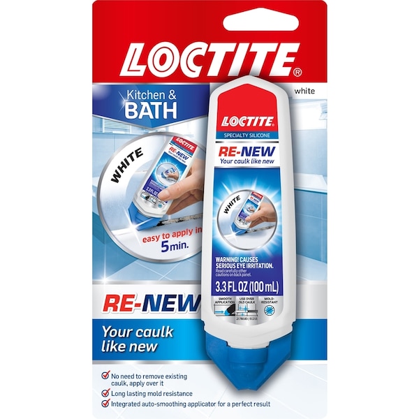 Loctite GE Re-New White Silicone Kitchen and Bath Caulk Sealant 2.7 oz - 2158772