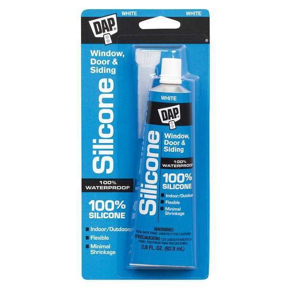 Dap Silicone Sealant, 2.8 fl oz, Tube, White, Silicone Base, Window, Door & Siding - 00752