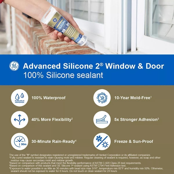 Ge GE Advanced Clear Silicone 2 Window and Door Sealant 2.8 oz - 2810435