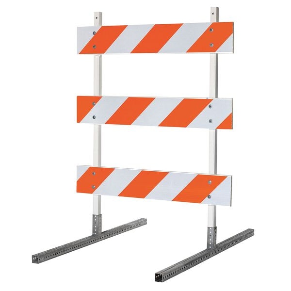 Zoro Select Barricade, Plastic, 64 in Height, 48 in Length, 43 lb, Orange/White - 7Y499