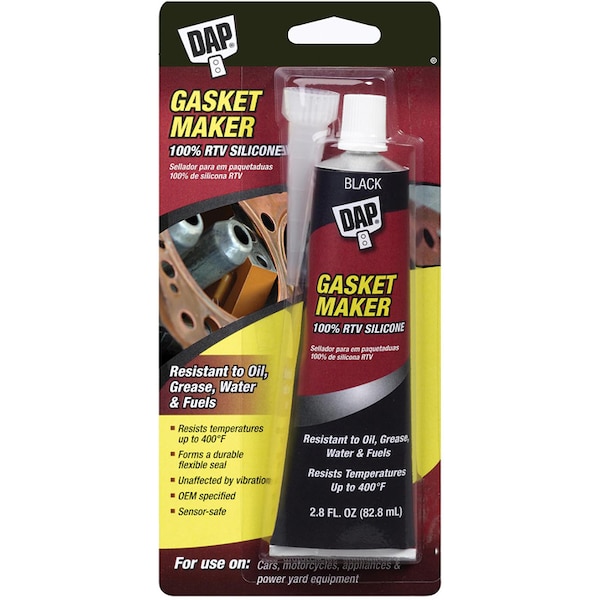 Dap Sealant, 2.8 oz, Tube, Black, RTV Silicone Base - 686