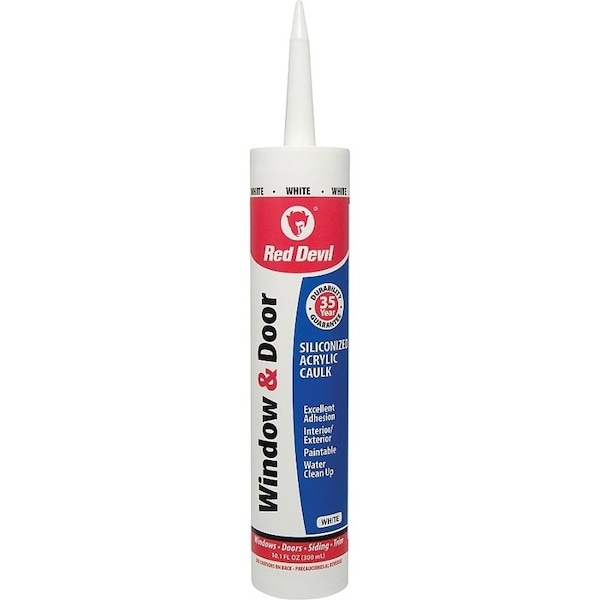 Red Devil 0 Siliconized Acrylic Caulk, White, 20 to 180 deg F, 101 floz Cartridge - 846