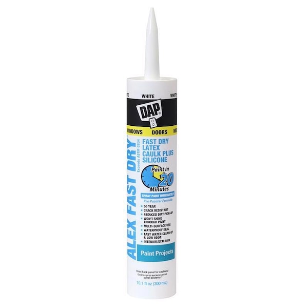 Dap DAP Alex Fast Dry White Siliconized Acrylic Latex Windows/Doors/Seal/Paint Caulk 10.1 oz - 7079818426