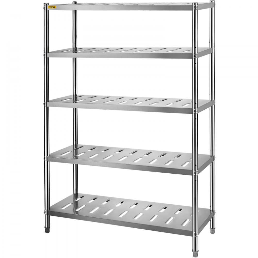 VEVOR Storage Shelf, 5-Tier Storage Shelving Unit, Stainless Steel Garage Shelf, 47.2 x 17.7 x 70.9 inch Heavy Duty Storage Shelving, 661 Lbs Total Capacity with Adjustable Height and Vent Holes - BXGCKHJYCC4850DSQV0