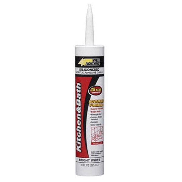 White Lightning WL02510 10 oz Siliconized Acrylic Latex Kitchen and Bath Caulk - 161962